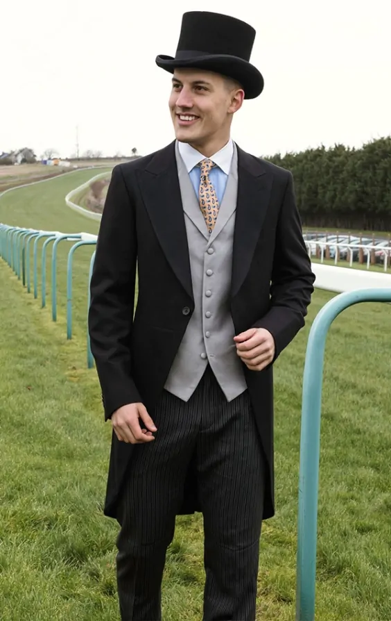 Dobell Black Morning Suit with Striped Trousers