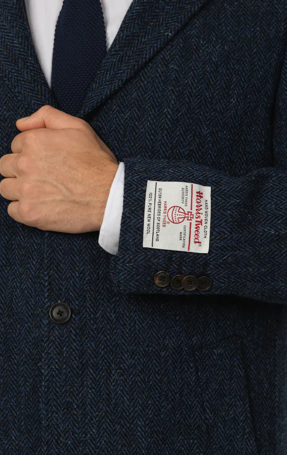 Harris Tweed Blue Herringbone Tweed Overcoat - photo 2 Harris Tweed Blue Herringbone Tweed Overcoat - photo 2