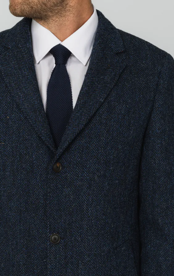 Harris Tweed Blue Herringbone Tweed Overcoat - photo 3 Harris Tweed Blue Herringbone Tweed Overcoat - photo 3