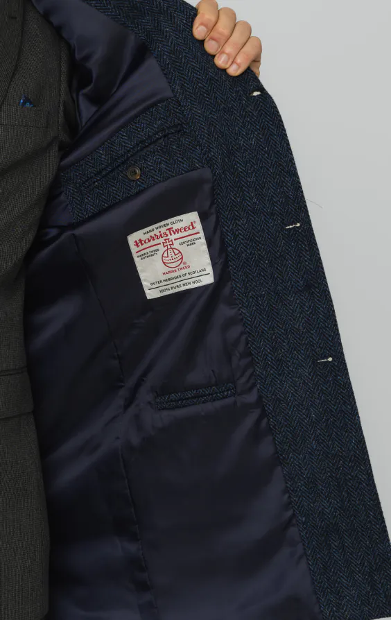 Harris Tweed Blue Herringbone Tweed Overcoat - photo 4 Harris Tweed Blue Herringbone Tweed Overcoat - photo 4