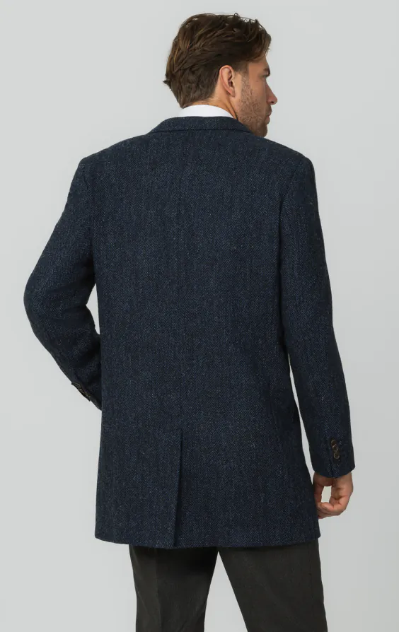 Harris Tweed Blue Herringbone Tweed Overcoat - photo 5 Harris Tweed Blue Herringbone Tweed Overcoat - photo 5