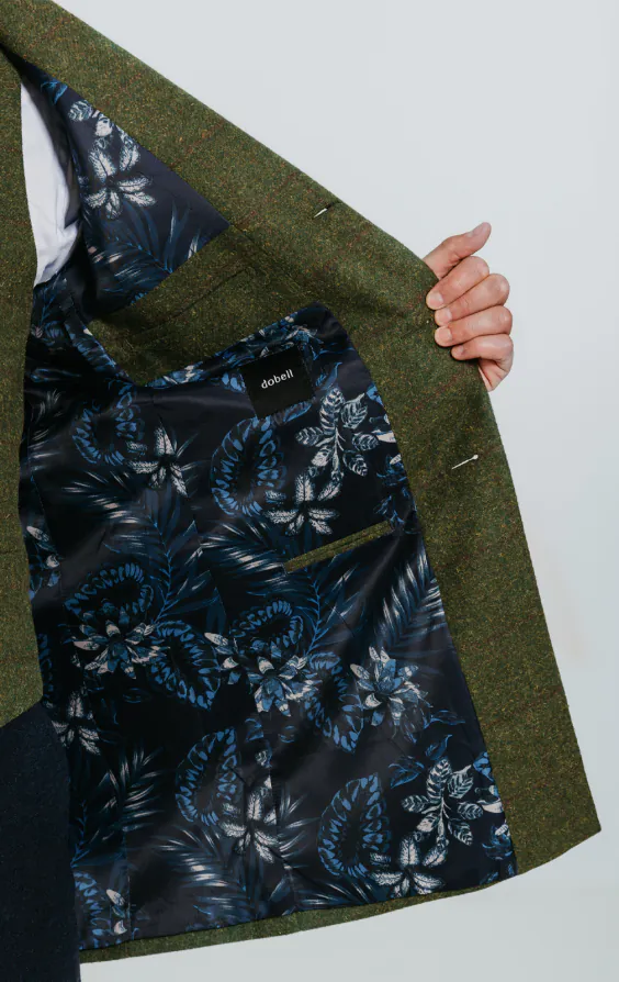 Dobell Green Windowpane Check Tweed Overcoat with Velvet Trims - photo 4 Dobell Green Windowpane Check Tweed Overcoat with Velvet Trims - photo 4