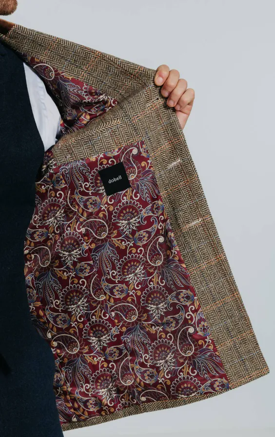 Brown and Blue Check Tweed Wool Blend Overcoat with Velvet Trim - photo 6 Brown and Blue Check Tweed Wool Blend Overcoat with Velvet Trim - photo 6
