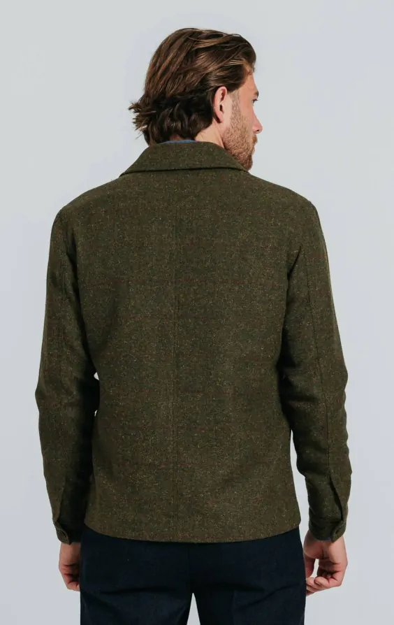 Boys 3-Piece Wool Tweed Windowpane Check Suit - Joshua - Forest Green main image 1