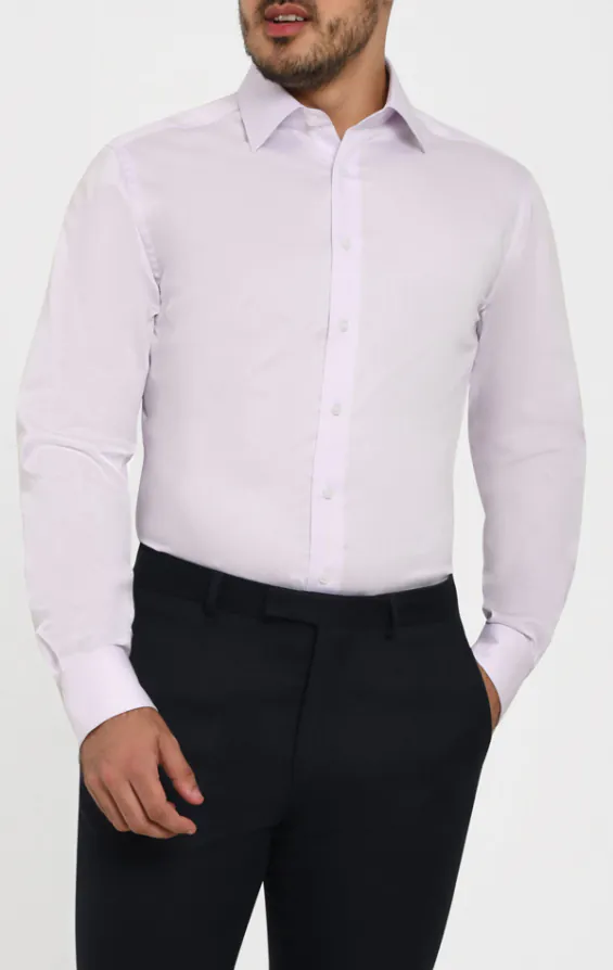 Lilac Herringbone 100% Cotton Easy Care Shirt Lilac Herringbone 100% Cotton Easy Care Shirt