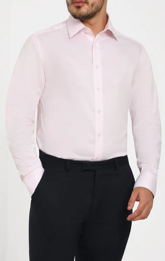 Pink Herringbone 100% Cotton Easy Care Shirt Pink Herringbone 100% Cotton Easy Care Shirt