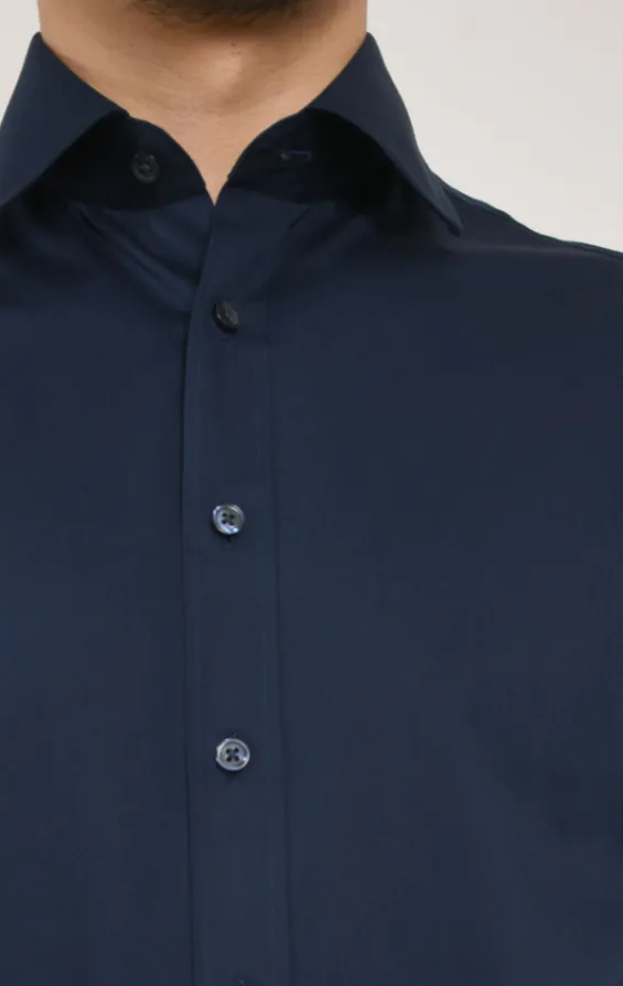 Navy 100% Cotton Poplin Easy Care Shirt - photo 1 Navy 100% Cotton Poplin Easy Care Shirt - photo 1