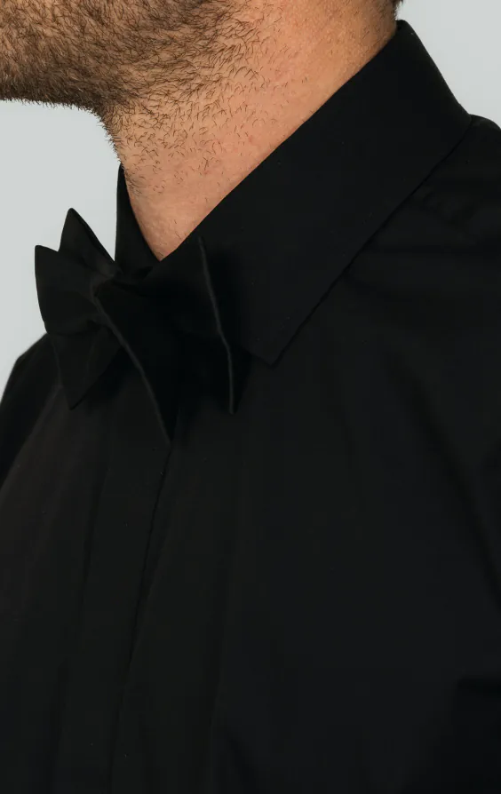 Standard Collar, Plain Front Black Tuxedo Shirt - photo 2 Standard Collar, Plain Front Black Tuxedo Shirt - photo 2