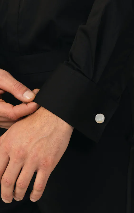 Standard Collar, Plain Front Black Tuxedo Shirt - photo 3 Standard Collar, Plain Front Black Tuxedo Shirt - photo 3