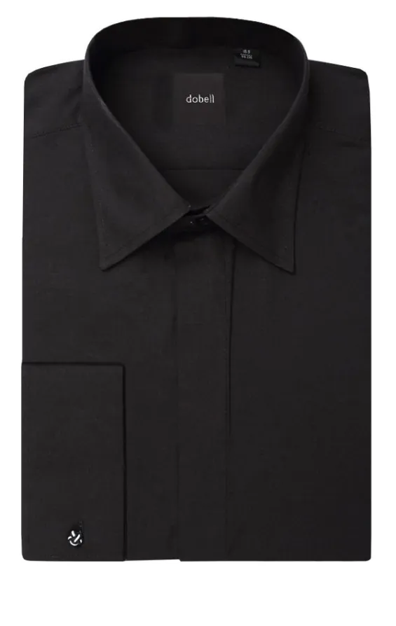 Standard Collar, Plain Front Black Tuxedo Shirt - photo 1 Standard Collar, Plain Front Black Tuxedo Shirt - photo 1