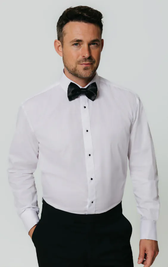 Dobell White Tuxedo Shirt with Stud Buttons Dobell White Tuxedo Shirt with Stud Buttons