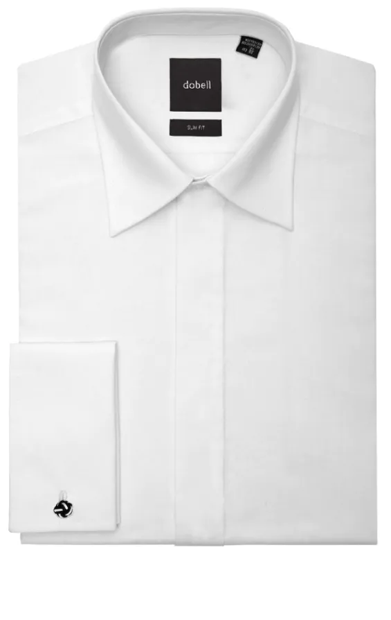 100% Cotton, Standard Collar, Plain Front, Slim Fit Tuxedo Shirt by Dobell - photo 1 100% Cotton, Standard Collar, Plain Front, Slim Fit Tuxedo Shirt by Dobell - photo 1
