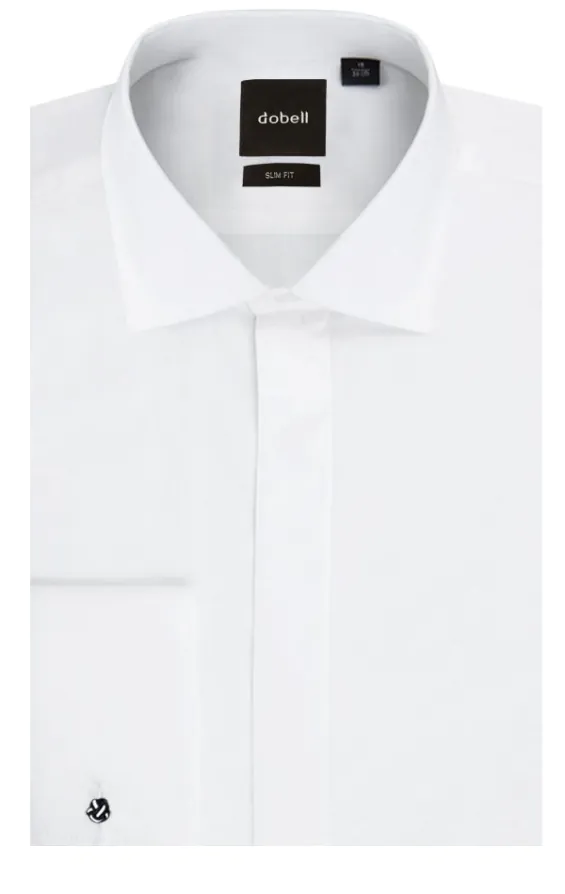 Dobell White Slim Fit Tuxedo Shirt with Classic Collar - photo 1 Dobell White Slim Fit Tuxedo Shirt with Classic Collar - photo 1