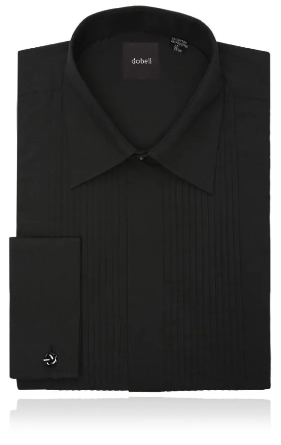 Standard Collar, Pleated Front, Black Tuxedo Shirt - photo 1 Standard Collar, Pleated Front, Black Tuxedo Shirt - photo 1