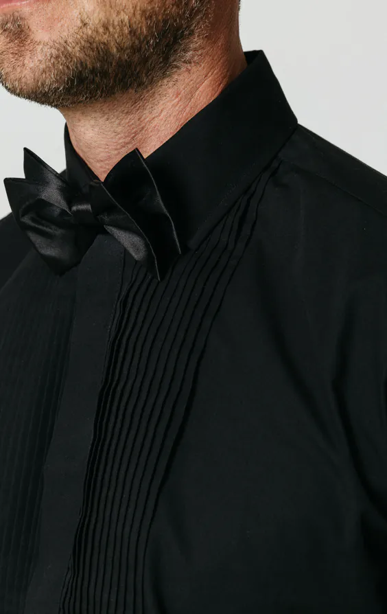 Standard Collar, Pleated Front, Black Tuxedo Shirt - photo 2 Standard Collar, Pleated Front, Black Tuxedo Shirt - photo 2