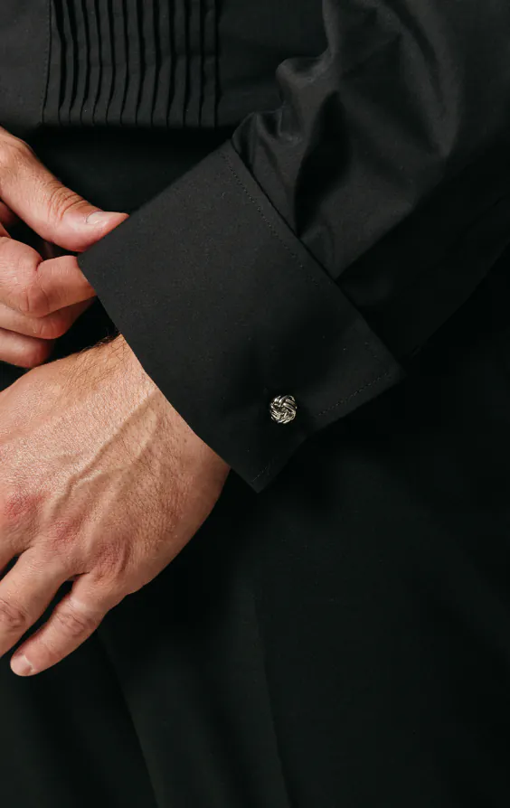 Standard Collar, Pleated Front, Black Tuxedo Shirt - photo 3 Standard Collar, Pleated Front, Black Tuxedo Shirt - photo 3