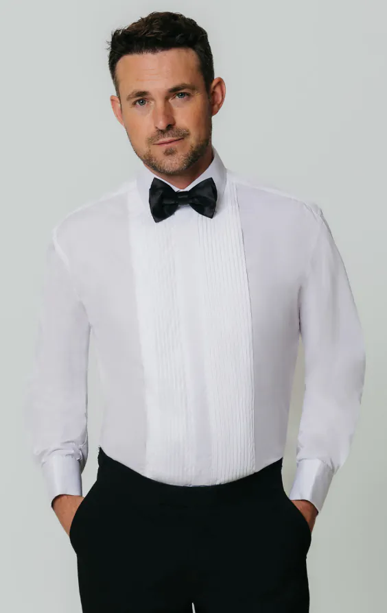 Standard Collar, Pleated Front Tuxedo Shirt Standard Collar, Pleated Front Tuxedo Shirt