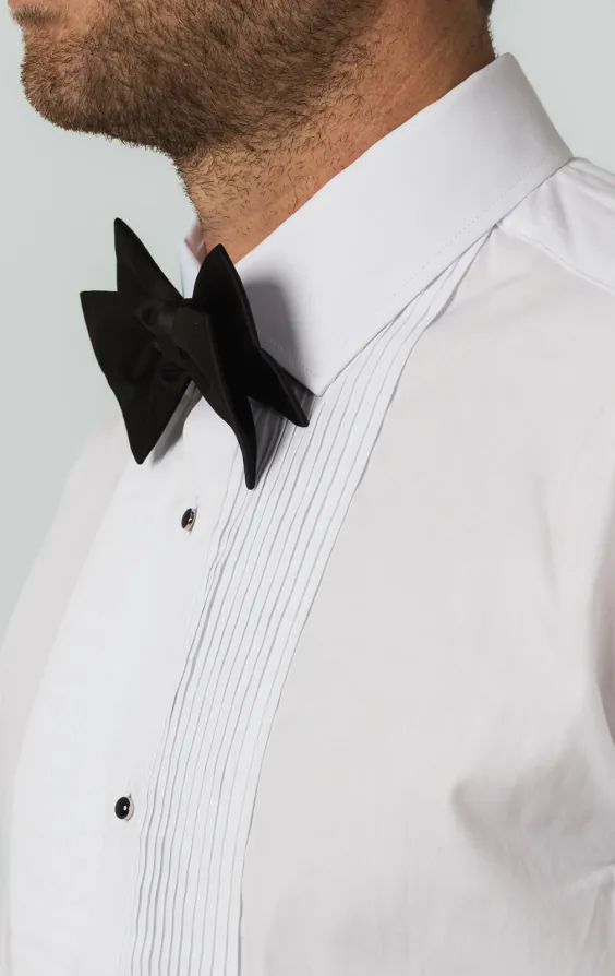 100% Cotton, Standard Collar, Stud Button Pleated Front Tuxedo Shirt by Dobell - photo 2 100% Cotton, Standard Collar, Stud Button Pleated Front Tuxedo Shirt by Dobell - photo 2