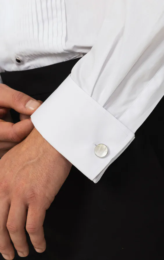100% Cotton, Standard Collar, Stud Button Pleated Front Tuxedo Shirt by Dobell - photo 3 100% Cotton, Standard Collar, Stud Button Pleated Front Tuxedo Shirt by Dobell - photo 3