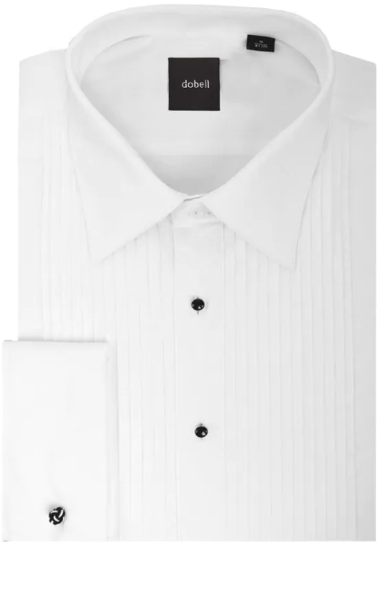 100% Cotton, Standard Collar, Stud Button Pleated Front Tuxedo Shirt by Dobell - photo 1 100% Cotton, Standard Collar, Stud Button Pleated Front Tuxedo Shirt by Dobell - photo 1