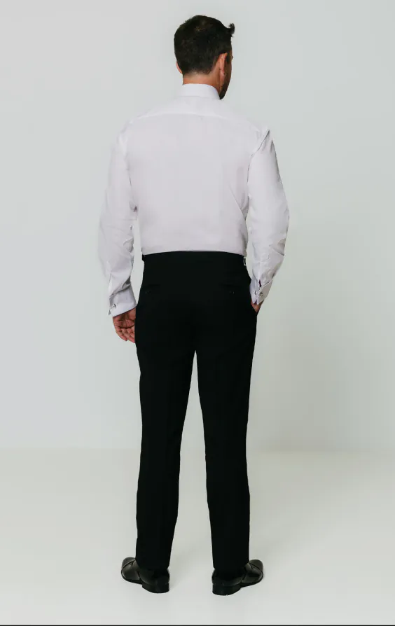 Dobell White Slim Fit Pleated Front Tuxedo Shirt with Classic Collar - photo 4