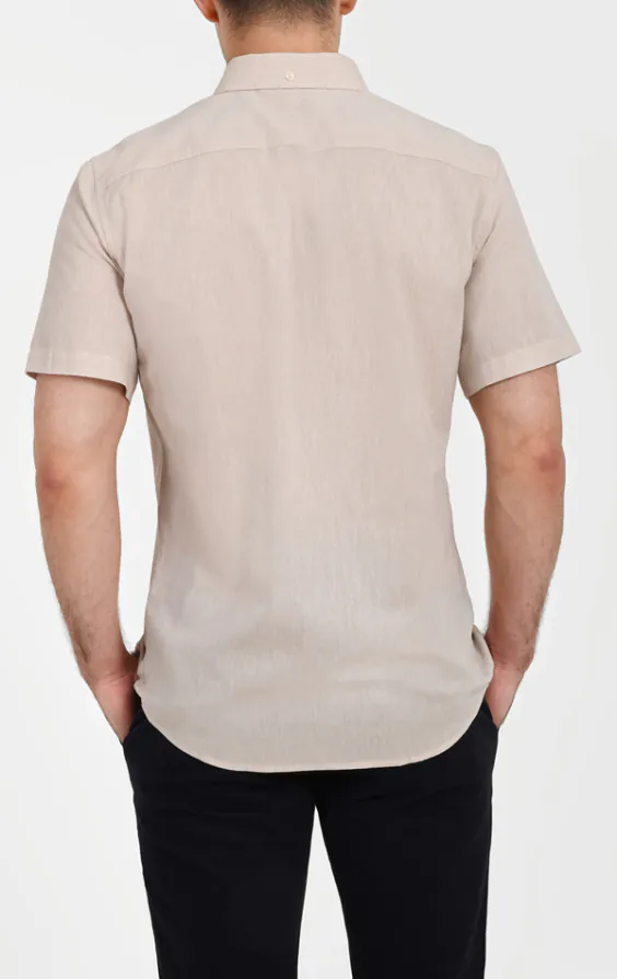 Dobell Stone Linen Short Sleeve Shirt - photo 1