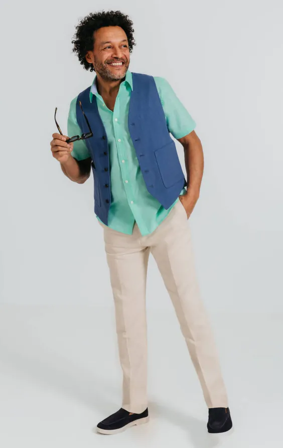 Aqua Linen Short Sleeve Shirt - photo 1 Aqua Linen Short Sleeve Shirt - photo 1