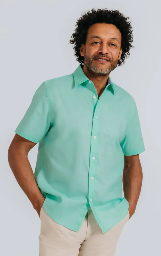 Aqua Linen Short Sleeve Shirt Aqua Linen Short Sleeve Shirt