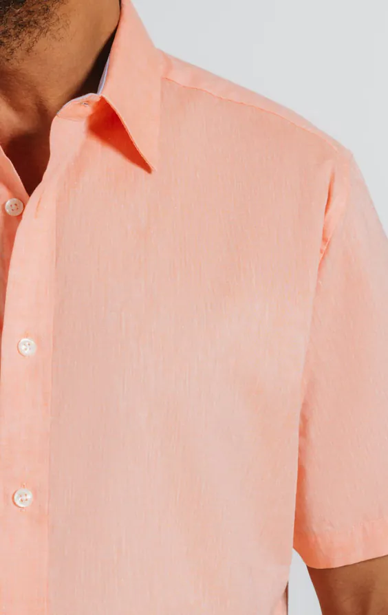 Orange Linen Short Sleeve Shirt - photo 2 Orange Linen Short Sleeve Shirt - photo 2