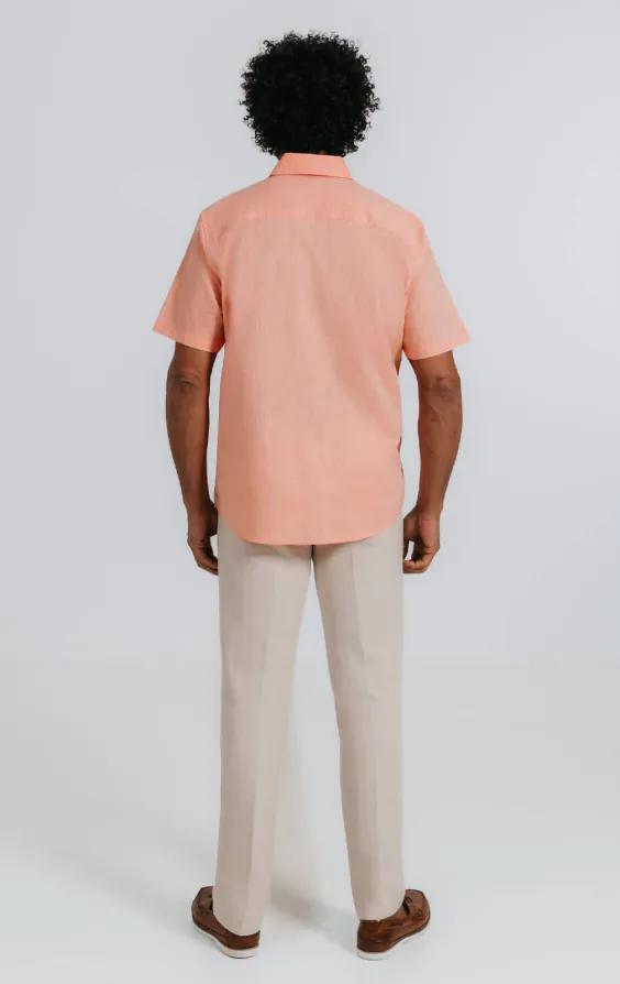 Orange Linen Short Sleeve Shirt - photo 3 Orange Linen Short Sleeve Shirt - photo 3
