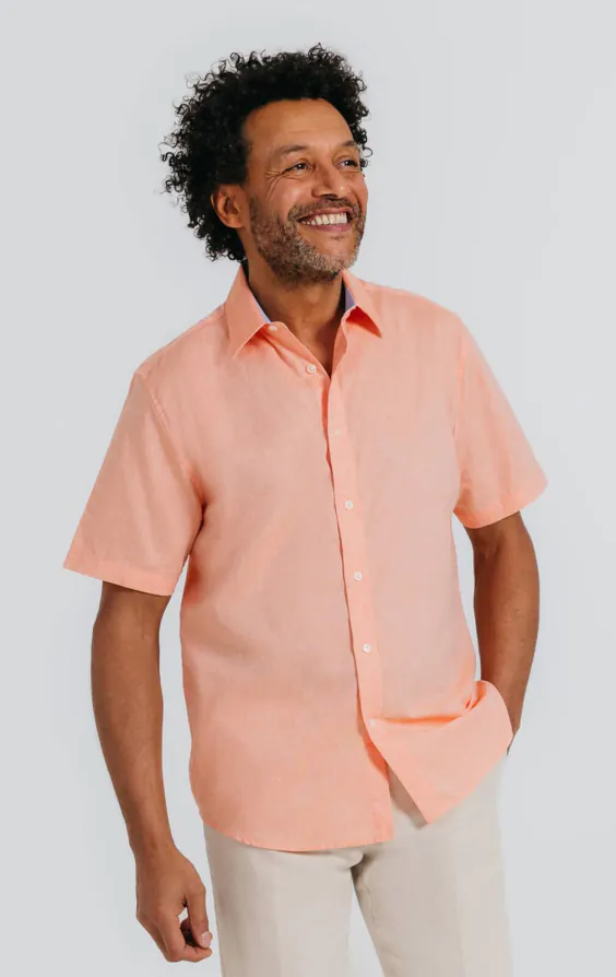 Orange Linen Short Sleeve Shirt Orange Linen Short Sleeve Shirt