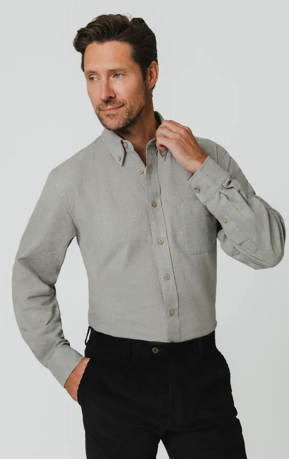 Light Grey Brushed Cotton Shirt - photo 3 Light Grey Brushed Cotton Shirt - photo 3