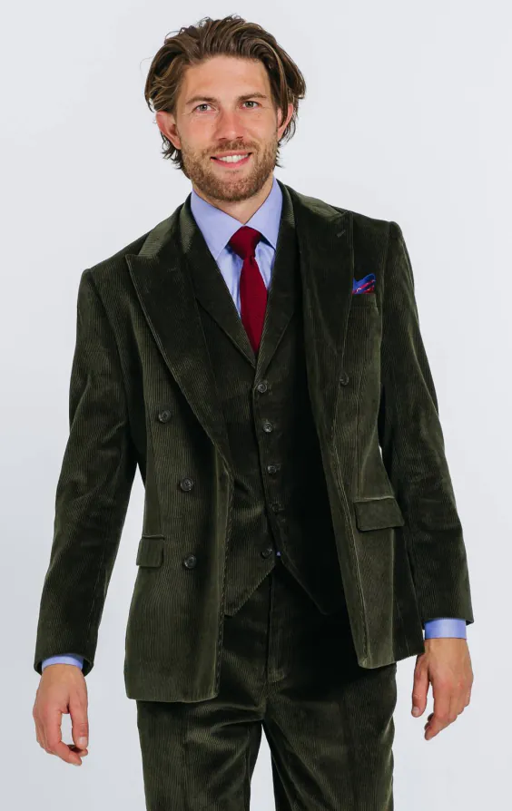 Double Breasted Green Corduroy 3 Piece Suit Double Breasted Green Corduroy 3 Piece Suit