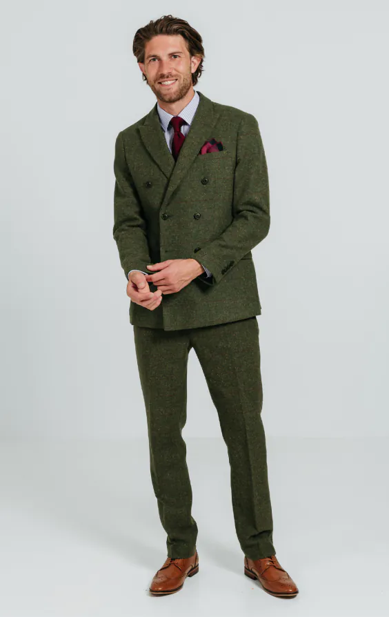 Double Breasted Green Windowpane Check Tweed Suit - photo 1 Double Breasted Green Windowpane Check Tweed Suit - photo 1