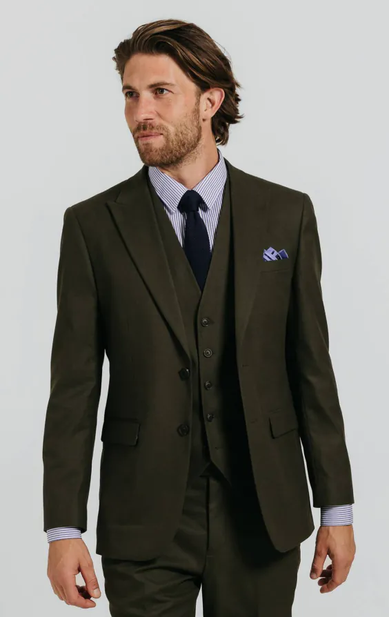 Dark Green Twill 3 Piece Suit Dark Green Twill 3 Piece Suit