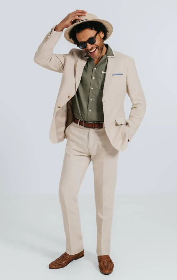 Oatmeal Linen Herringbone Suit - photo 1 Oatmeal Linen Herringbone Suit - photo 1