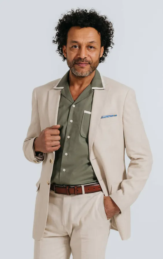 Oatmeal Linen Herringbone Suit Oatmeal Linen Herringbone Suit