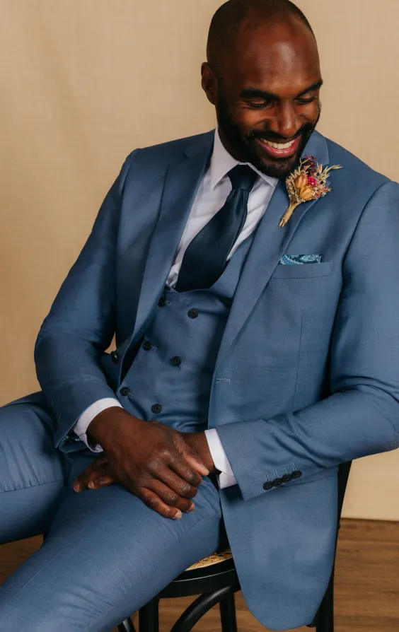 Blue Sharkskin 3 Piece Suit - photo 2 Blue Sharkskin 3 Piece Suit - photo 2