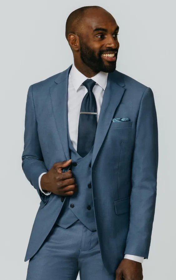Blue Sharkskin 3 Piece Suit Blue Sharkskin 3 Piece Suit