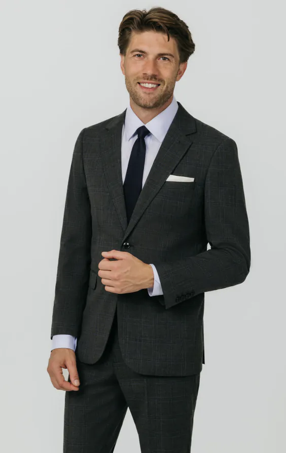 Charcoal Windowpane Check Suit Charcoal Windowpane Check Suit