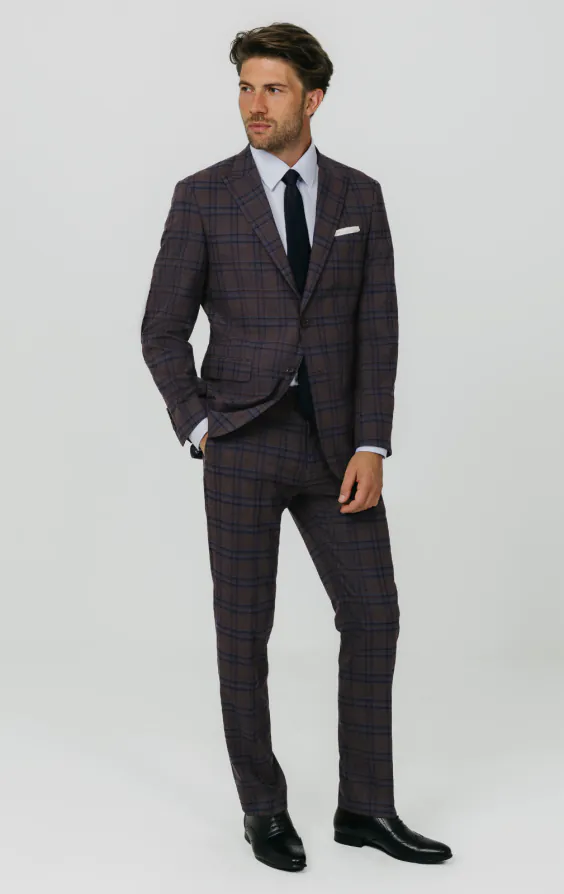 Burgundy with Blue Windowpane Check Suit - photo 2 Burgundy with Blue Windowpane Check Suit - photo 2