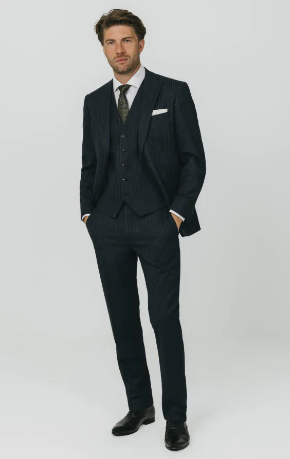 Navy Chalkstripe 3 Piece Suit - photo 1 Navy Chalkstripe 3 Piece Suit - photo 1