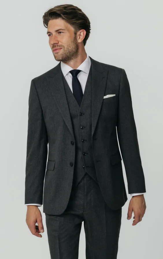 Charcoal Puppytooth Check 3 Piece Suit Charcoal Puppytooth Check 3 Piece Suit