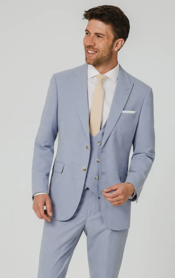 Light Blue Hopsack 3 Piece Suit Light Blue Hopsack 3 Piece Suit