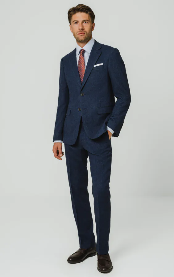 Blue Herringbone Tweed 3 Piece Suit - photo 1 Blue Herringbone Tweed 3 Piece Suit - photo 1