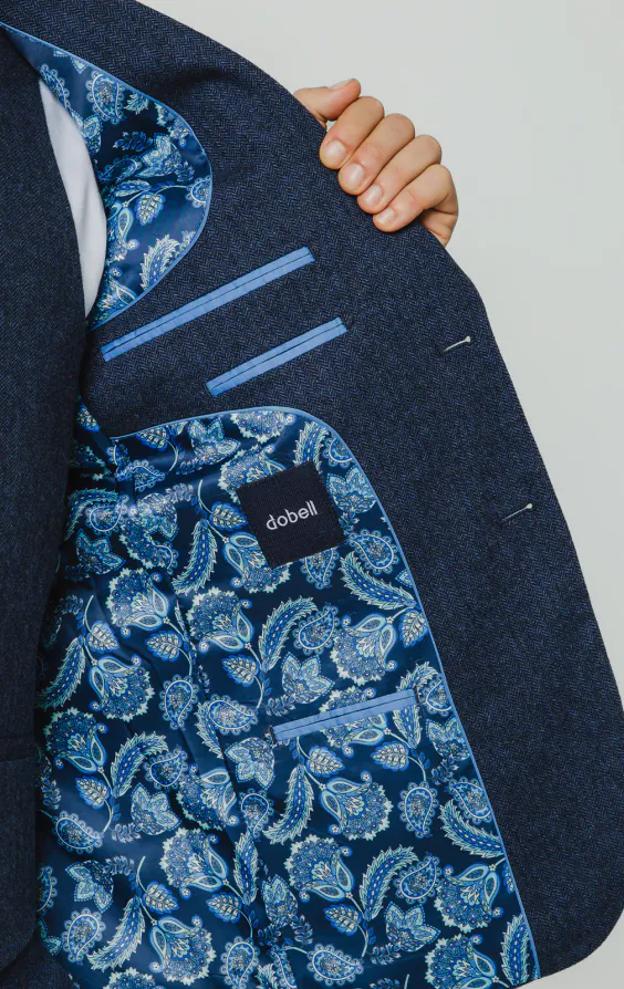 Blue Herringbone Tweed 3 Piece Suit - photo 4 Blue Herringbone Tweed 3 Piece Suit - photo 4