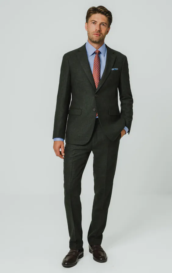 Dark Green Herringbone Tweed Suit - photo 1 Dark Green Herringbone Tweed Suit - photo 1