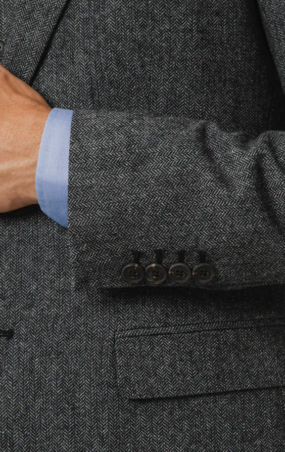 Grey Herringbone Tweed 3 Piece Suit - photo 3