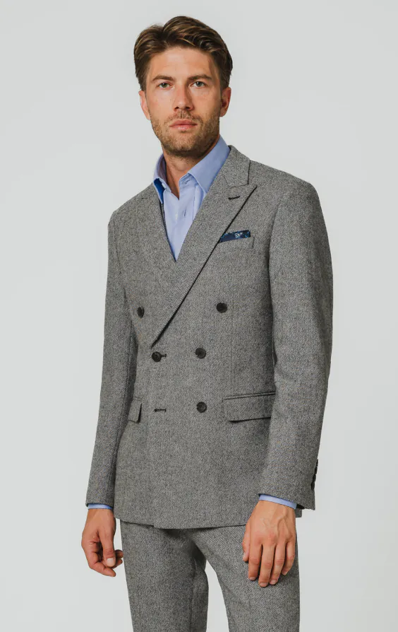 Grey Twill Tweed 3 Piece Suit Grey Twill Tweed 3 Piece Suit