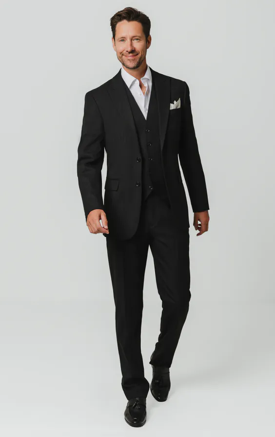 Black Pinstripe 3 Piece Suit - photo 1 Black Pinstripe 3 Piece Suit - photo 1